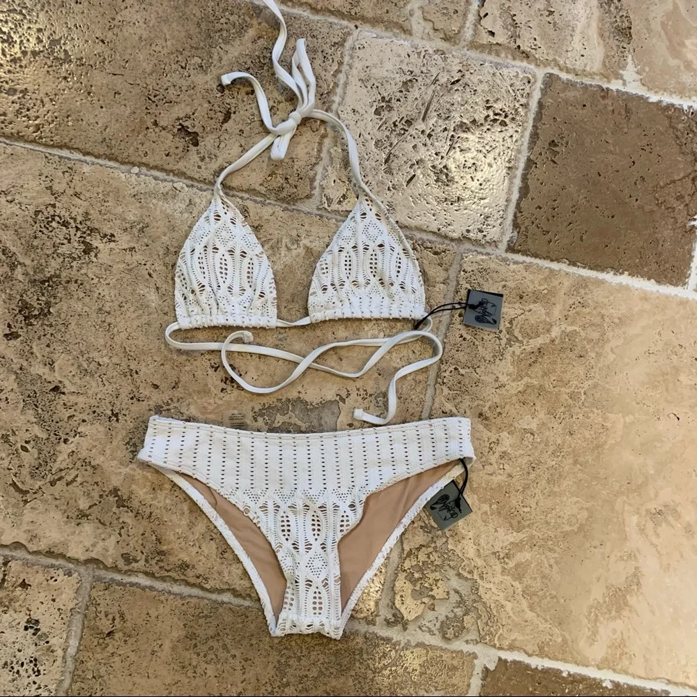 Nightcap Spiral Lace Bikini Honeymoon 1 2 S Ivory White Crochet Lace